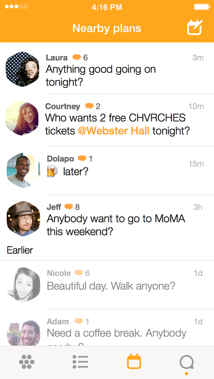 Nearby Plans help you find out what friends are doing next